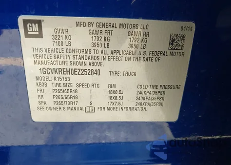 2014 Chevrolet Silverado 1500 1Lt z USA, uszkodzony, nr VIN 1GCVKREH0EZ252840